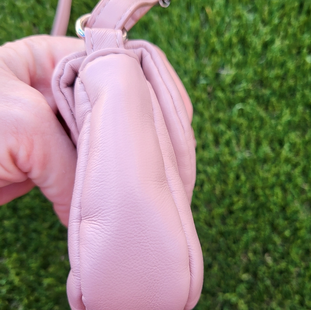 Zara Pink Soft Faux Leather Heart Mini Crossbody Bag. - Picture 8 of 16